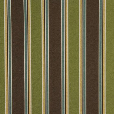 54"" Wide C425 Green Brown Blue Gold Striped Outdoor Indoor Marine Upholstery Fabric By The Yard