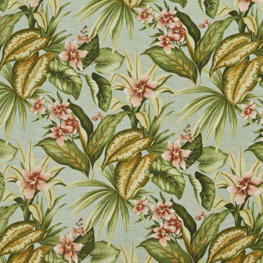 54"" Wide C426 Green, Blue And Red, Floral Outdoor, Indoor, Marine Upholstery Fabric By The Yard