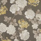 54"" Wide C434 Grey, White And Gold, Floral Outdoor, Indoor, Marine Upholstery Fabric By The Yard