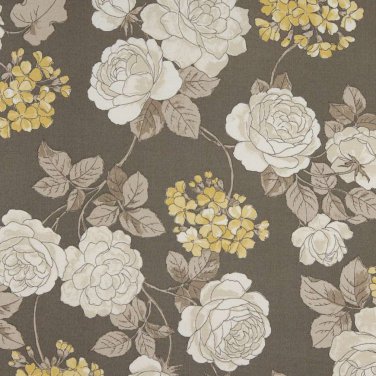 54"" Wide C434 Grey, White And Gold, Floral Outdoor, Indoor, Marine Upholstery Fabric By The Yard