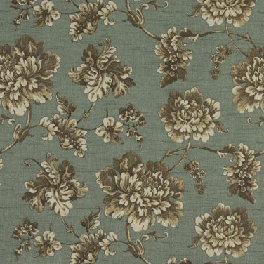 54"" Wide C439 Turquoise Brown Ivory Floral Outdoor Indoor Marine Upholstery Fabric By The Yard