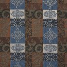 54"" Wide F532 Blue, Brown And Beige, Large Scale Chenille Upholstery Fabric By The Yard
