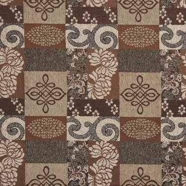 54"" Wide F534 Brown And Beige, Large Scale Chenille Upholstery Fabric By The Yard