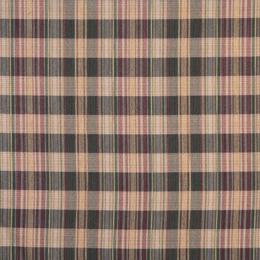 54"" Wide H600 Red, Gold And Green, Textured Plaid Upholstery Grade Fabric By The Yard