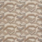 54"" Wide F852 Orange, Blue And Ivory, Geometric Chenille Upholstery Fabric By The Yard
