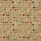 54"" Wide F858 Green, Orange, And Burgundy, Geometric Chenille Upholstery Fabric By The Yard
