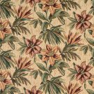 54"" Wide F862 Green, Beige And Red, Floral Chenille Upholstery Fabric By The Yard