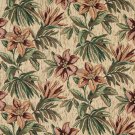 54"" Wide F866 Red, Orange And Green, Floral Chenille Upholstery Fabric By The Yard