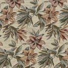 54"" Wide F867 Red, Green And Ivory, Floral Chenille Upholstery Fabric By The Yard