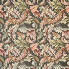 54"" Wide F901 Navy, Red And Green, Floral Leaves Tapestry Upholstery Fabric By The Yard