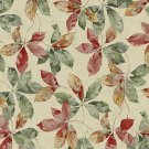 54"" Wide F827 Green Ivory Burgundy Gold Floral Leaves Jacquard Woven Upholstery Fabric By The Yard