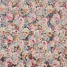 54"" Wide F833 Blue, Pink And Green, Floral Garden Jacquard Woven Upholstery Fabric By The Yard