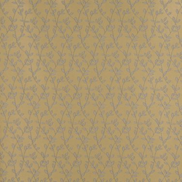 54"" Wide D317, Blue And Gold Vine Leaves Jacquard Woven Upholstery Fabric By The Yard