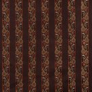 K0013B Brown Gold Persimmon Ivory Embroidered Striped Floral Brocade Upholstery Fabric By The Yard