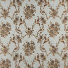 K0014A Light Blue Gold Brown Ivory Embroidered Floral Brocade Upholstery Fabric By The Yard