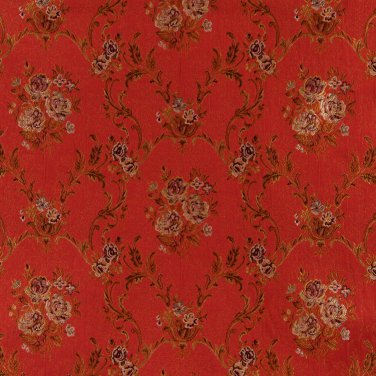 K0014G Red Brown Gold Ivory Large Scale Embroidered Floral Brocade Upholstery Fabric By The Yard