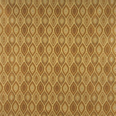 K0015H Gold Brown Ivory Small Scale Embroidered Pointed Oval Brocade Upholstery Fabric By The Yard