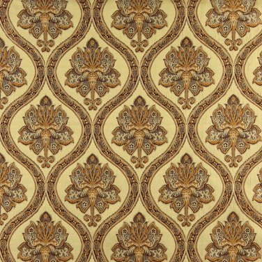 54"" Wide K0016H Gold Brown Ivory Embroidered Traditional Brocade Upholstery Fabric By The Yard