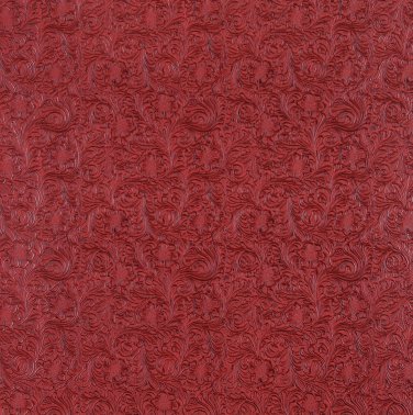 54"" Wide G251 Red, Intricate Floral Designed Upholstery Faux Leather By The Yard