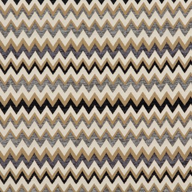 54"" Wide C243 Gold, Blue, Midnight and Off White, Woven Chevron Upholstery Fabric By The Yard