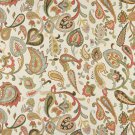 54"" Wide K0021B Green Red Yellow Off White Floral Paisley Contemporary Upholstery Fabric By The Yar