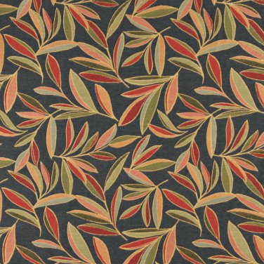 54"" Wide K0022C Red, Green and Blue, Foliage Leaves Contemporary Upholstery Fabric By The Yard