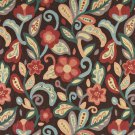 54"" Wide K0023B Teal, Blue, Orange, Red and Brown, Floral Contemporary Upholstery Fabric By The Yar