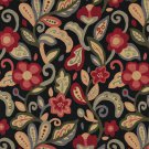 54"" Wide K0023C Green, Red, Orange and Black, Floral Contemporary Upholstery Fabric By The Yard