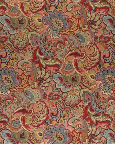 54"" Wide K0025B Green, Blue, Red and Gold, Abstract Floral Upholstery Fabric By The Yard