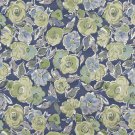 54"" Wide K0026B Blue, Green and White, Flower Patterned Contemporary Upholstery Fabric By The Yard