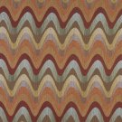 K0028A Orange Blue Green Beige Wavy Chevron Striped Contemporary Upholstery Fabric By The Yard