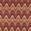 K0028B Red Burgundy Gold Green Wavy Chevron Striped Contemporary Upholstery Fabric By The Yard