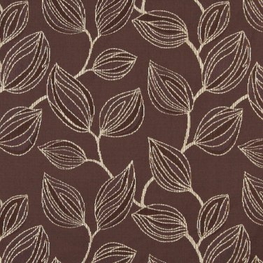 54"" Wide K0029A Brown and White, Large Leaves Contemporary Upholstery Fabric By The Yard