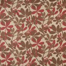 54"" Wide K0030B Brown, Beige and Red, Abstract Leaves Contemporary Upholstery Fabric By The Yard