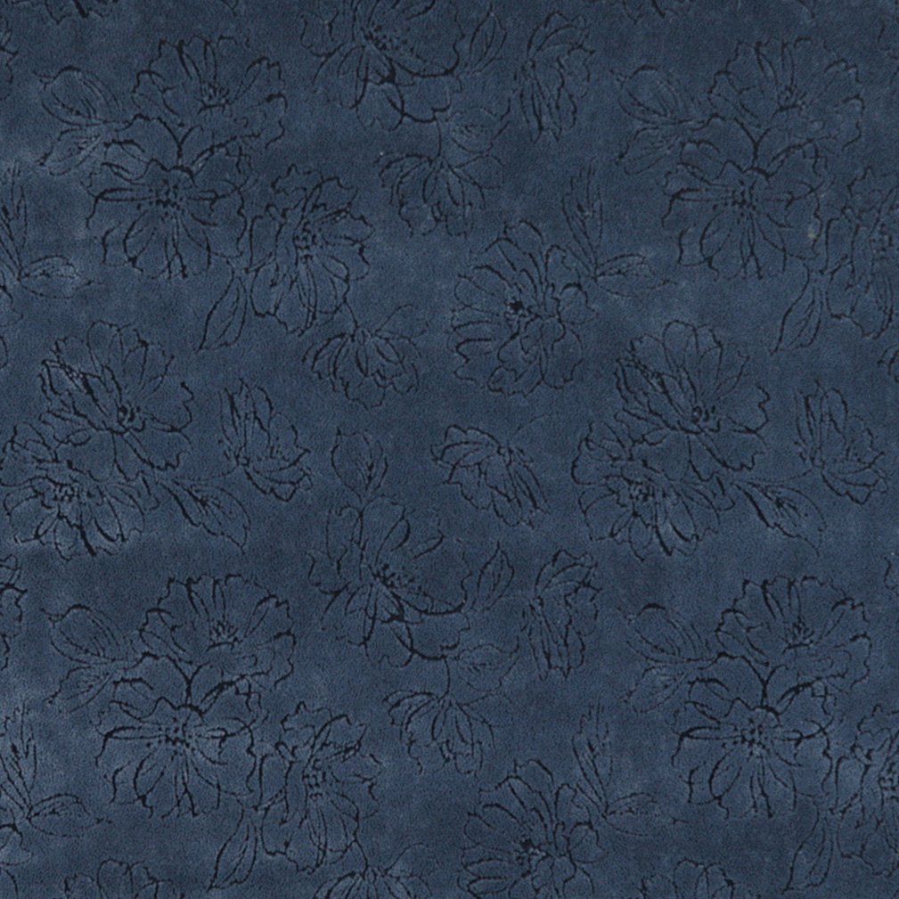 54"" Wide Navy Blue, Floral Microfiber Upholstery Fabric By The Yard