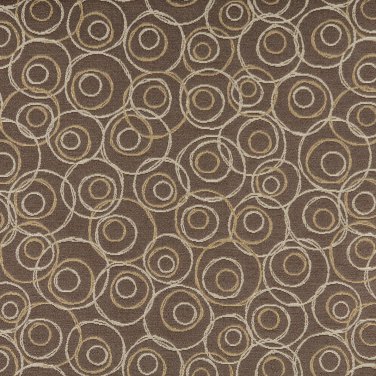 54"" C578 Brown, Gold and Silver, Overlapping Circles, Durable Upholstery Fabric By The Yard