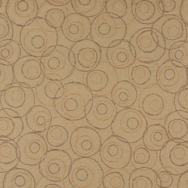 54"" C587 Beige, Brown and Gold, Overlapping Circles, Durable Upholstery Fabric By The Yard