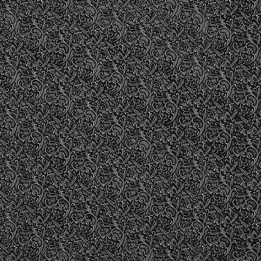 G341 Silver And Black, Metallic Raised Floral Vines Upholstery Faux Leather By The Yard