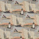 54"" Wide A006, Lighthouses, Calm Water, Sailboats, Themed Tapestry Upholstery Fabric By The Yard