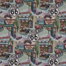 54"" Wide A011 Classic Route 66 Motels Diners Gas Pumps Themed Tapestry Upholstery Fabric By The Yar