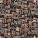 A015 Native American Teepees Bears Fish Pottery Themed Tapestry Upholstery Fabric By The Yard