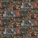 54"" Wide A018, Bears, Fish, Acorns and Trees, Themed Tapestry Upholstery Fabric By The Yard