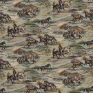 54"" Wide A020, Horses, Grasslands, Cowboys, Lassoes, Themed Tapestry Upholstery Fabric By The Yard