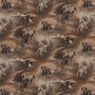 54"" Wide A021, Beige Wild Horses Galloping, Themed Tapestry Upholstery Fabric By The Yard