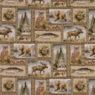 54"" Wide A024 Rustic Bears Moose Trees Acorns Fish Themed Tapestry Upholstery Fabric By The Yard