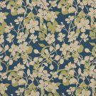 K0106A Beige Dark Blue Lime Green Floral Woven Indoor Outdoor Upholstery Fabric By The Yard