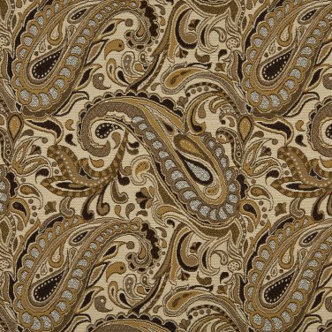 K0110B Brown Beige Gold Tan Paisley Woven Solution Dyed Indoor Outdoor Upholstery Fabric By The Yard