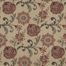 K0120A Red Gray Beige Floral Foliage Woven Indoor Outdoor Upholstery Fabric By The Yard
