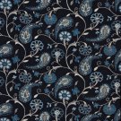 K0122A Navy Light Blue Beige Paisley Floral Woven Indoor Outdoor Upholstery Fabric By The Yard