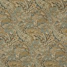 K0125A Tan Beige Brown Teal Floral Paisley Woven Indoor Outdoor Upholstery Fabric By The Yard